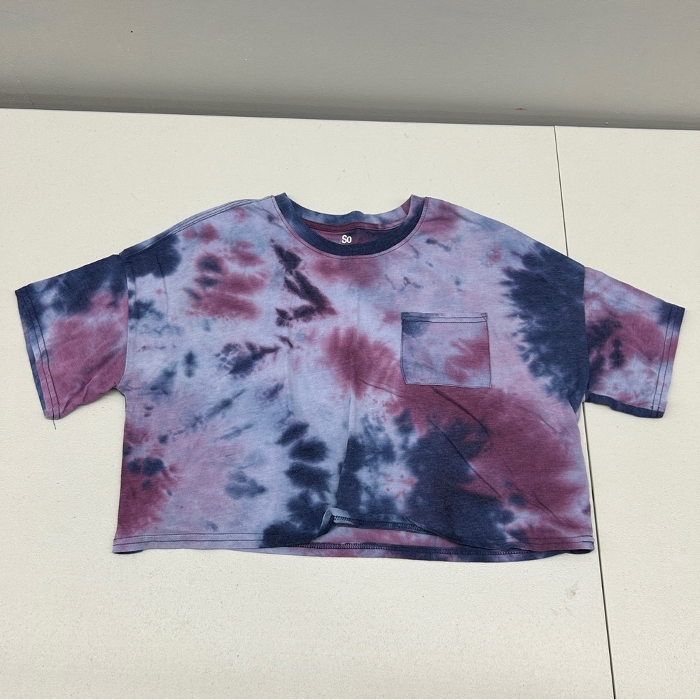 SO Tie-Dye Short Sleeve Tee Purple and Blue size Small